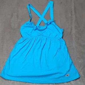 Hollister Women's Shirt Dress Crop Free Flow Ruffle Bay Blue Size M Nwt